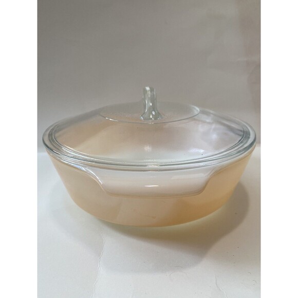 VTG 1960s Anchor Hocking Fire-King Copper Tint Lusterware Casserole Dish W/ Lid - Picture 4 of 15